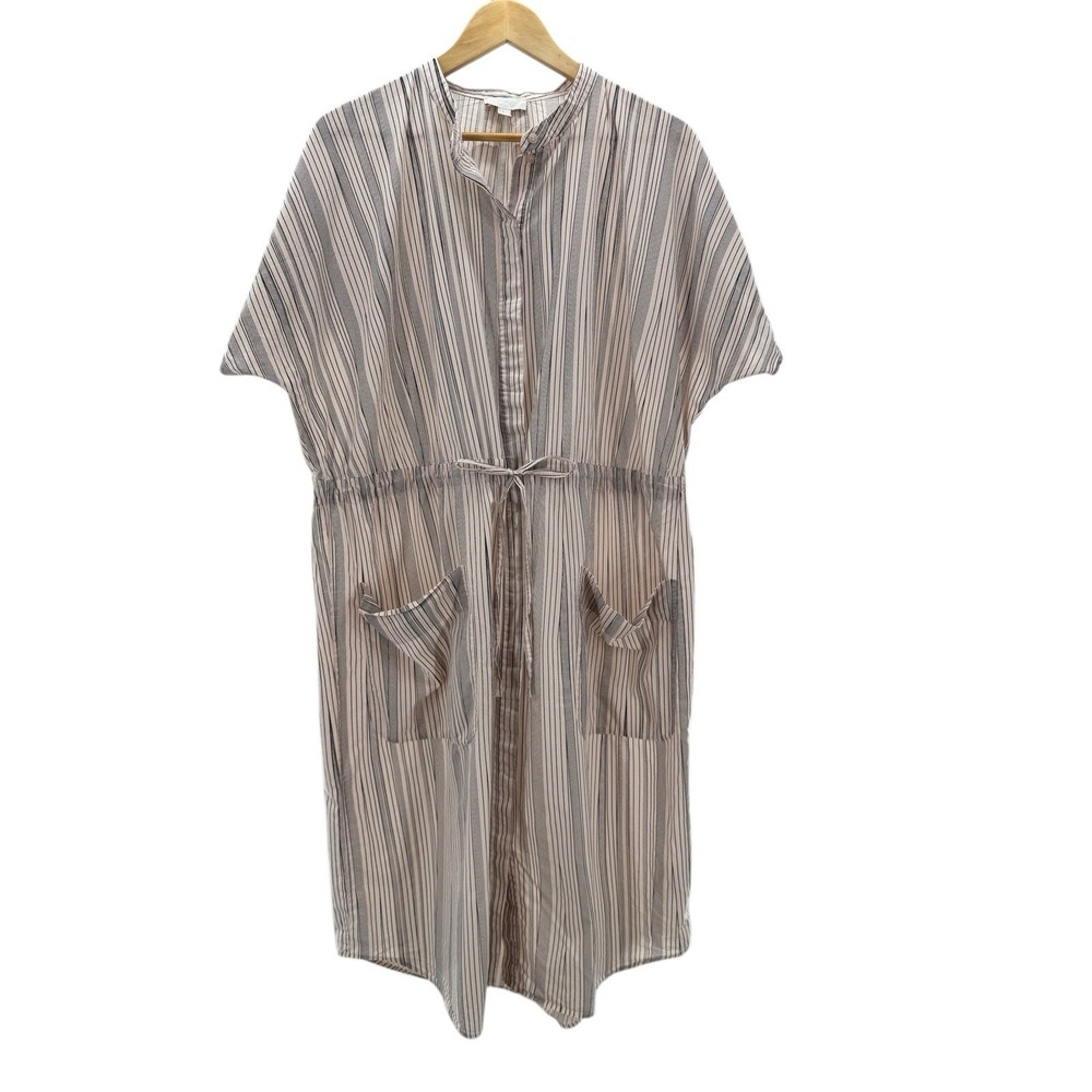 COS Striped Midi Dress in Beige and White